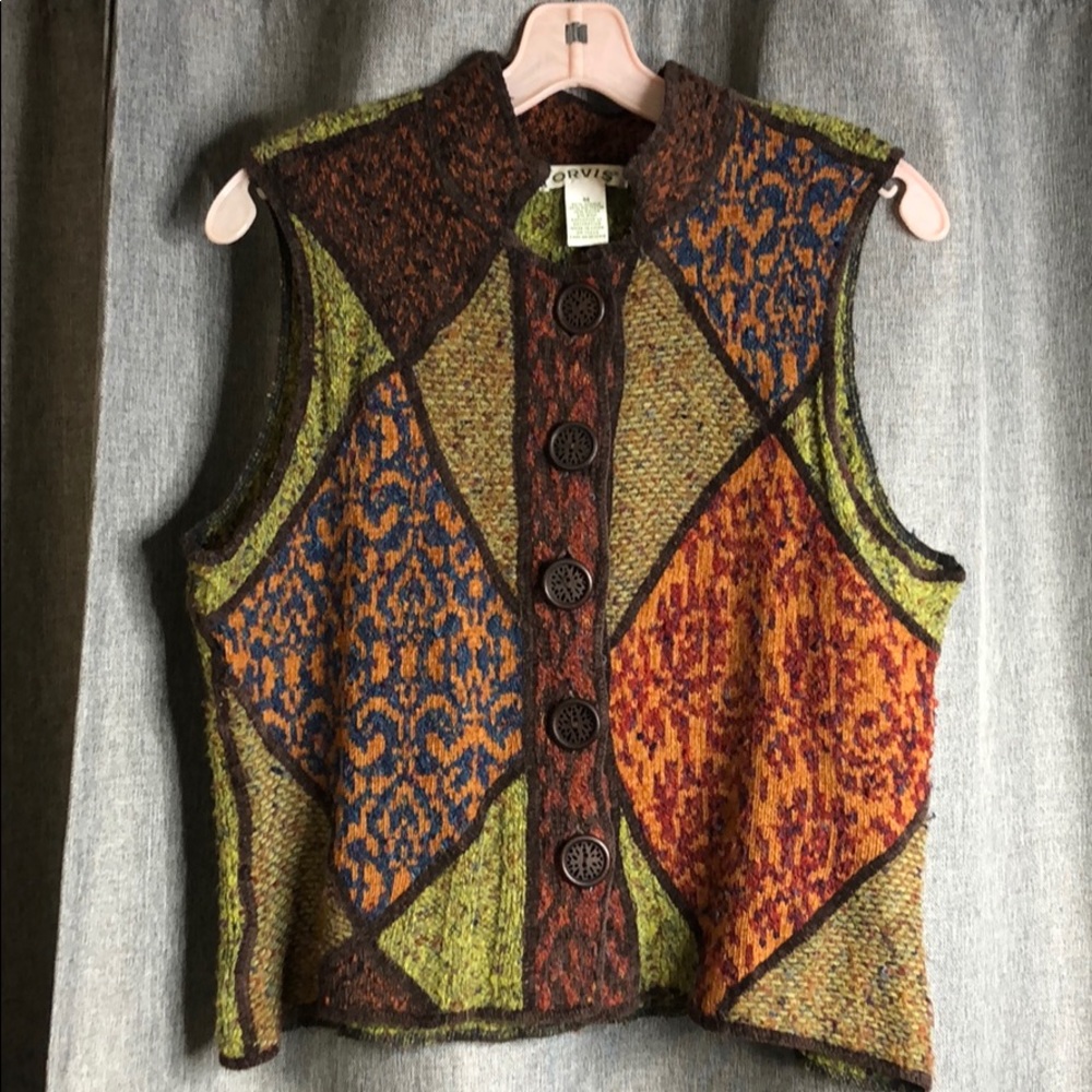 Ladies Orvis sz medium vest green brown orange